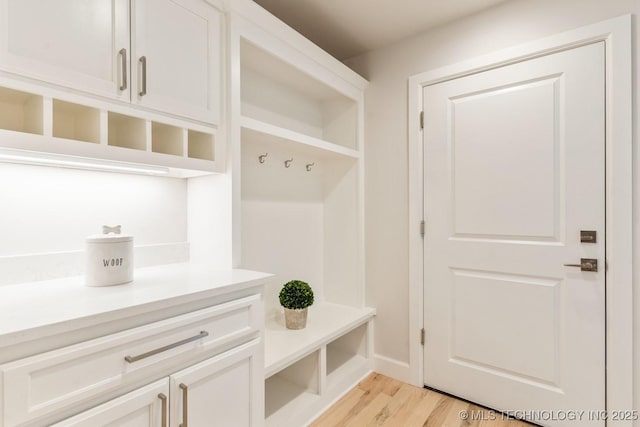 mudroom featuring light wood finished floors