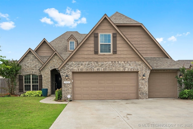 7056 E 124th St S, Bixby, OK 74008 - view of front of house with driveway, a front lawn, and a garage