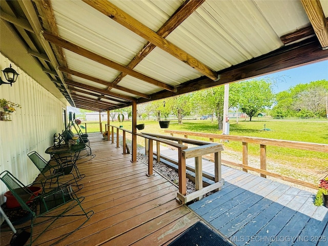 deck with a yard