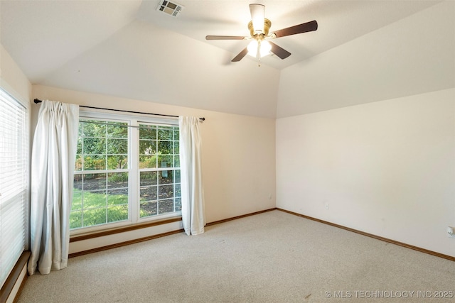 3701 Bridgeport Rd, Norman, OK 73072 - spare room with carpet floors, lofted ceiling, plenty of natural light, and a ceiling fan