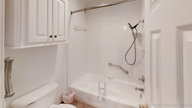 full bathroom with shower / tub combination and toilet