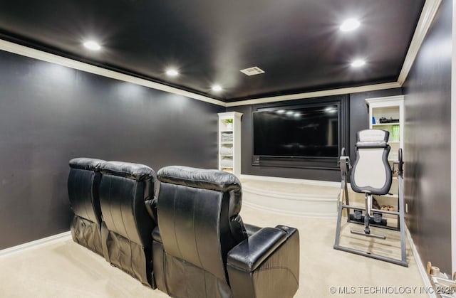 461 Cross Timbers Blvd, Sapulpa, OK 74066 - carpeted cinema room with crown molding and recessed lighting