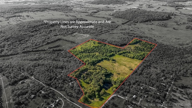 bird's eye view with a rural view