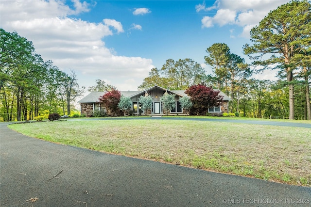 21083 Stick Ross Mountain Rd, Tahlequah, OK 74464 - view of front of home featuring stone siding and a front yard