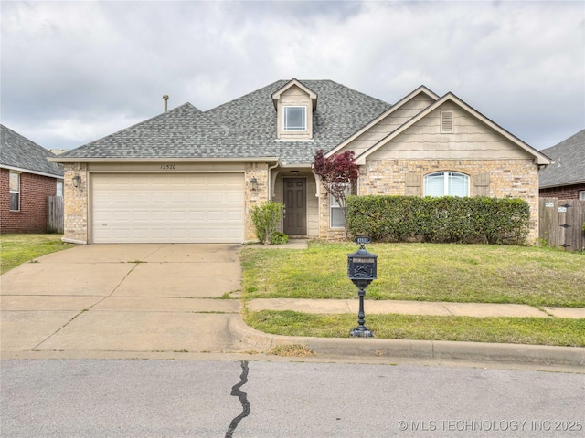 12520 S Birch Ave, Jenks, OK 74037 - traditional home with roof with shingles, a garage, driveway, and brick siding