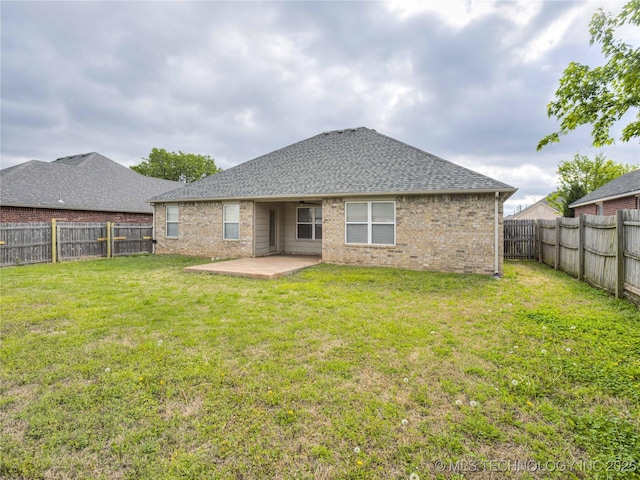 12520 S Birch Ave, Jenks, OK 74037 - back of house featuring a fenced backyard, brick siding, a patio, and a shingled roof