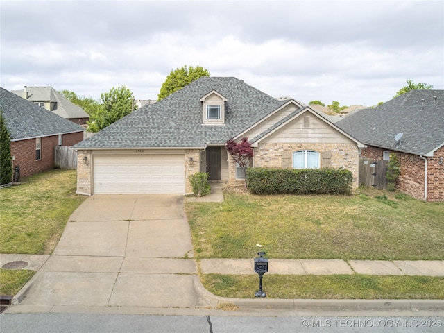12520 S Birch Ave, Jenks, OK 74037 - traditional home with brick siding, an attached garage, concrete driveway, and roof with shingles