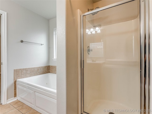 12520 S Birch Ave, Jenks, OK 74037 - full bath with a shower stall, tile patterned flooring, and a bath