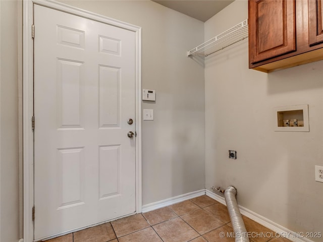 12520 S Birch Ave, Jenks, OK 74037 - laundry room with electric dryer hookup, washer hookup, cabinet space, and light tile patterned floors