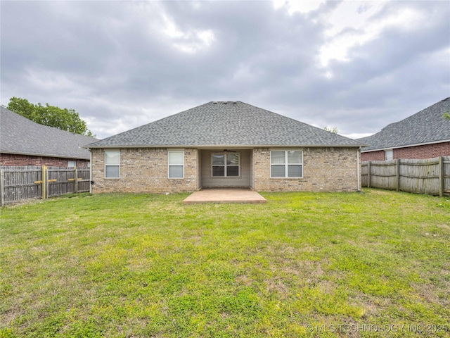12520 S Birch Ave, Jenks, OK 74037 - back of house with a fenced backyard, a patio area, brick siding, and a shingled roof