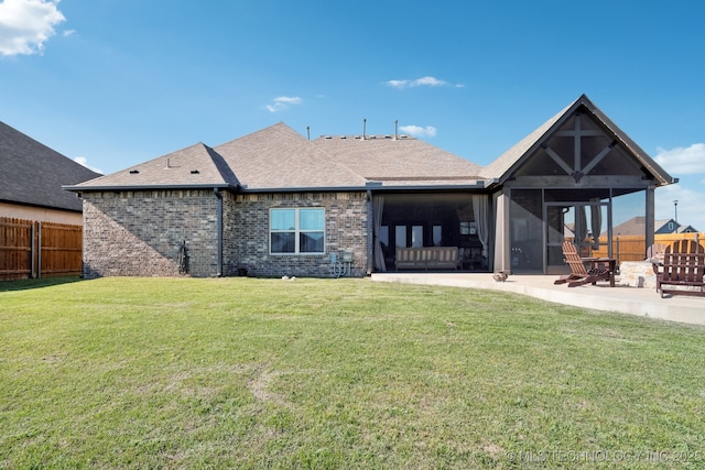 18510 E 46th Pl S, Tulsa, OK 74134 - back of house featuring a patio area, brick siding, and a shingled roof