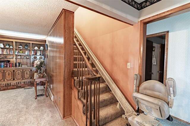 2445 E 156th St N, Skiatook, OK 74070 - stairway with wallpapered walls and carpet
