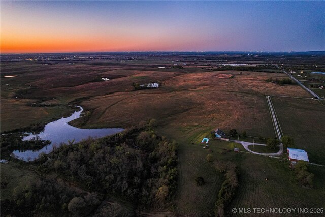 2445 E 156th St N, Skiatook, OK 74070 - bird's eye view with a water view and a rural view