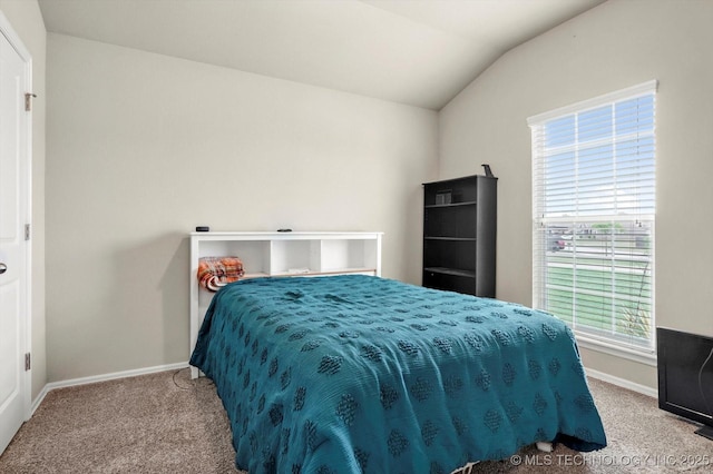 7201 S Joshua Ave, Broken Arrow, OK 74011 - bedroom with baseboards, vaulted ceiling, and carpet