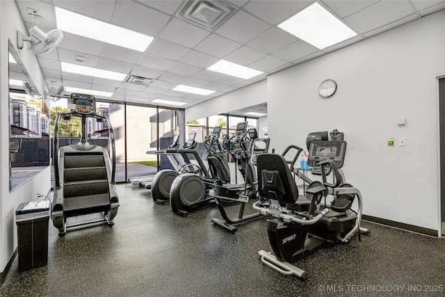 450 W 7th St Unit 1902, Tulsa, OK 74119 - workout area with baseboards, a drop ceiling, and visible vents