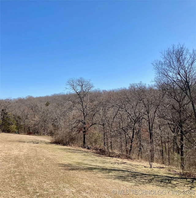 view of landscape featuring a wooded view