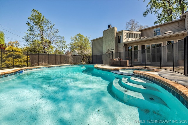 3334 S Wheeling Ave, Tulsa, OK 74105 - view of pool with fence and a pool with connected hot tub