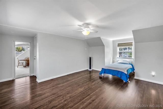 3334 S Wheeling Ave, Tulsa, OK 74105 - bedroom featuring wood finished floors, a ceiling fan, and baseboards
