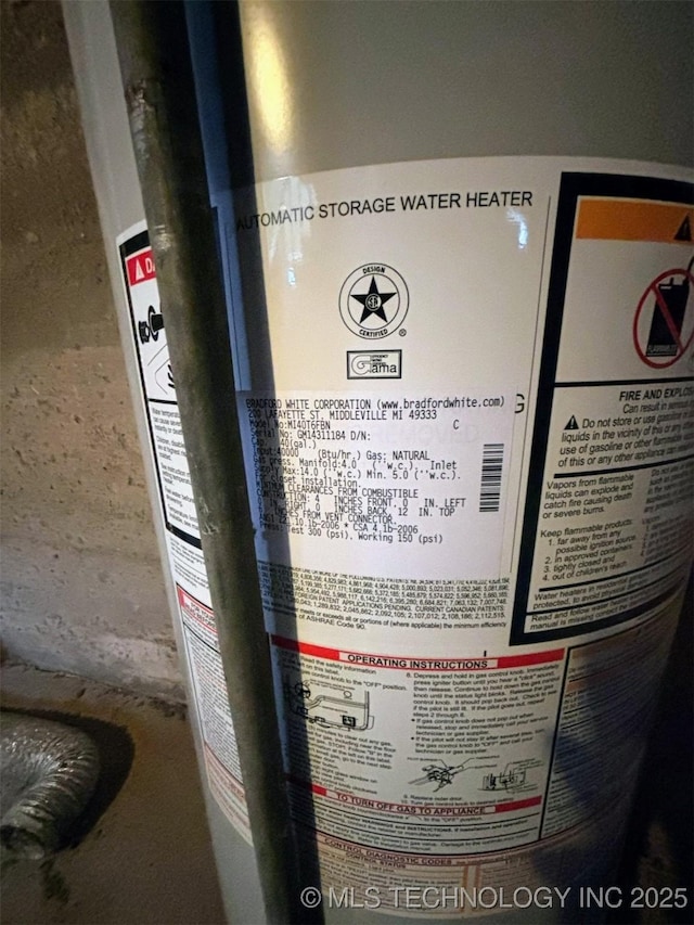 interior details with water heater