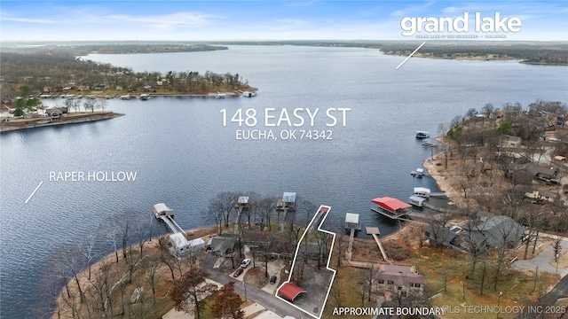 148 Easy St, Eucha, OK 74342 - birds eye view of property featuring a water view