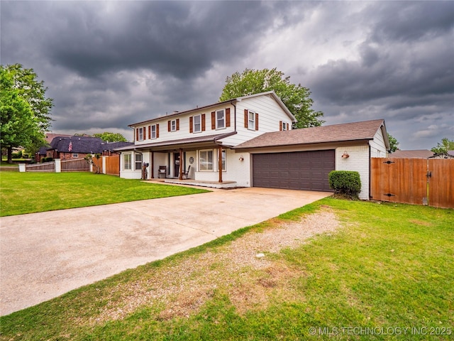 509 Dove Dr, Mcalester, OK 74501 - view of front of home with a porch, brick siding, fence, and driveway