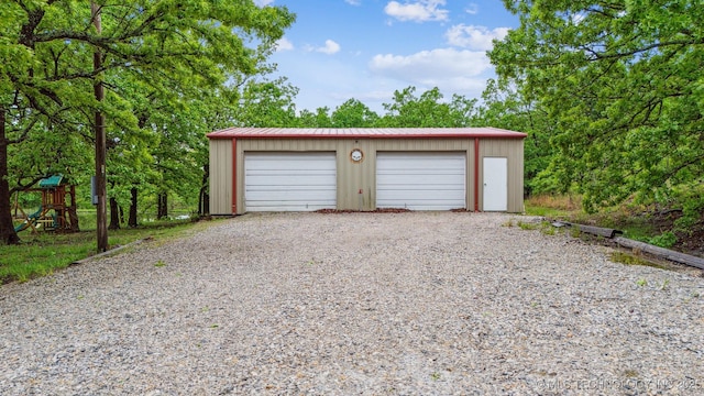view of detached garage