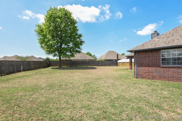 view of yard with a fenced backyard