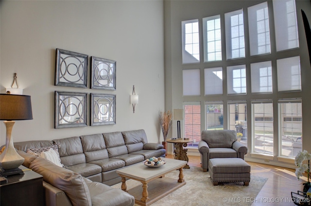 8160 S 270th E Ave, Broken Arrow, OK 74014 - living area featuring a high ceiling, plenty of natural light, and wood finished floors