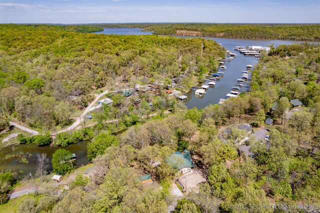 5068 County Road 370, Eucha, OK 74342 - birds eye view of property with a water view and a view of trees