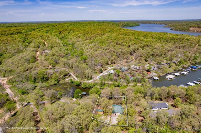 5068 County Road 370, Eucha, OK 74342 - drone / aerial view with a water view and a wooded view