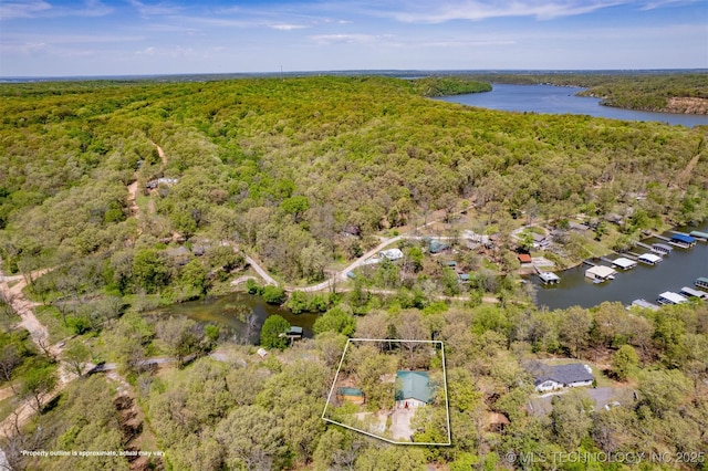 5068 County Road 370, Eucha, OK 74342 - view of property location with a heavily wooded area, a large body of water, and property boundaries highlighted