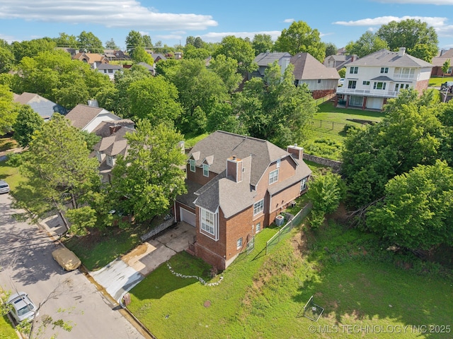 aerial view featuring a residential view