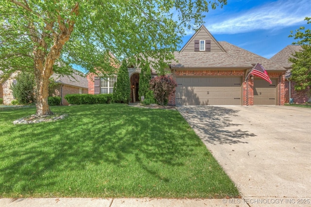 14530 S Gary Pl, Bixby, OK 74008 - traditional-style home with brick siding, a front lawn, driveway, and an attached garage