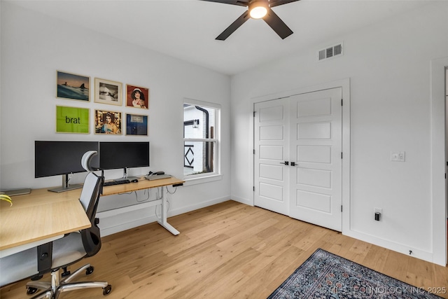 11529 S Marion Ave, Tulsa, OK 74137 - office space featuring a ceiling fan, light wood-style floors, and baseboards