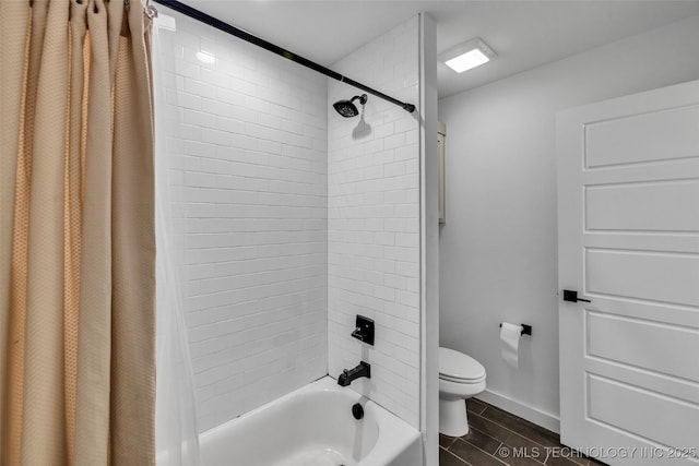 11529 S Marion Ave, Tulsa, OK 74137 - bathroom with toilet and shower / tub combo with curtain