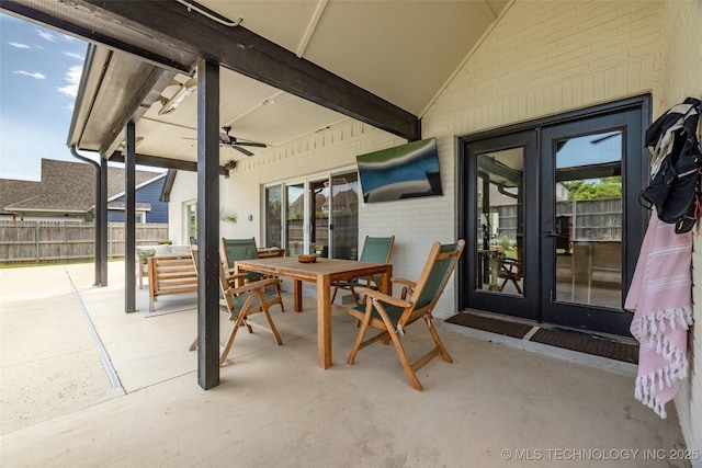 11529 S Marion Ave, Tulsa, OK 74137 - view of patio with french doors, outdoor dining area, and a ceiling fan