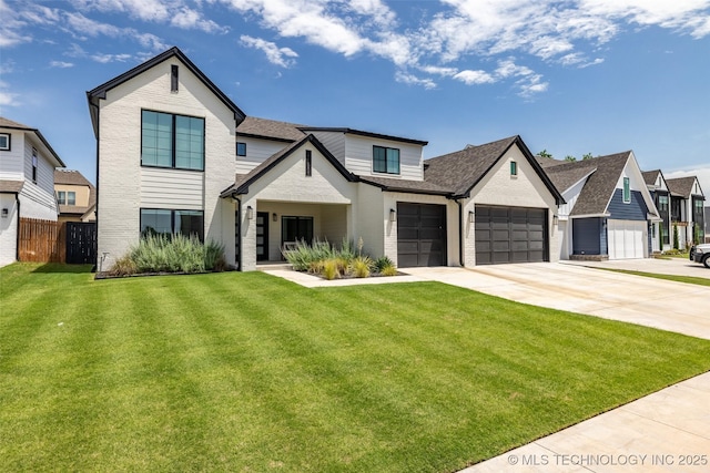 11529 S Marion Ave, Tulsa, OK 74137 - modern inspired farmhouse with driveway, brick siding, an attached garage, and a shingled roof