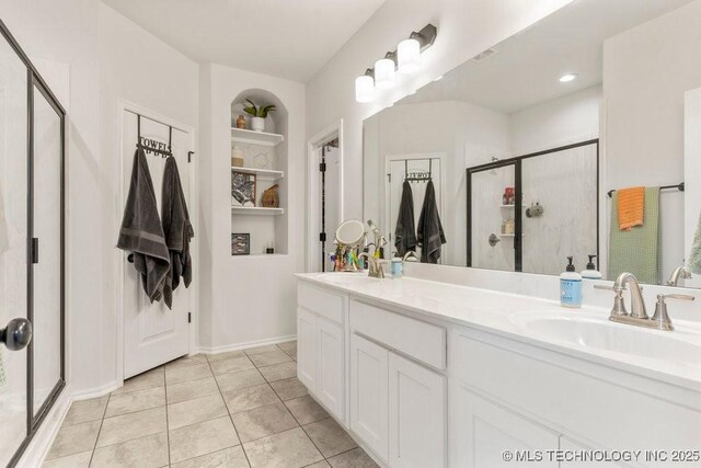 7305 S Walnut Ave, Broken Arrow, OK 74011 - full bathroom with a shower stall and double vanity