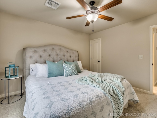 16321 E 48th Pl, Tulsa, OK 74134 - bedroom with a ceiling fan, visible vents, carpet floors, and baseboards