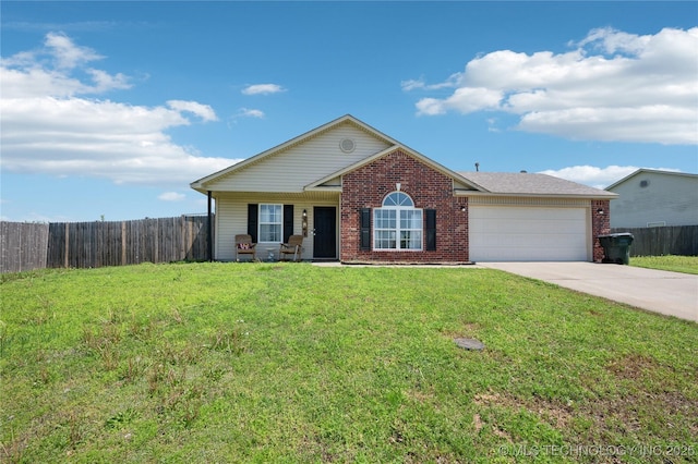 11213 N 120th E Ave, Owasso, OK 74055 - ranch-style house with brick siding, fence, driveway, and an attached garage