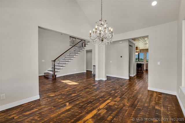 5393 W 184th St S, Mounds, OK 74047 - unfurnished dining area featuring stairway, wood finished floors, and baseboards