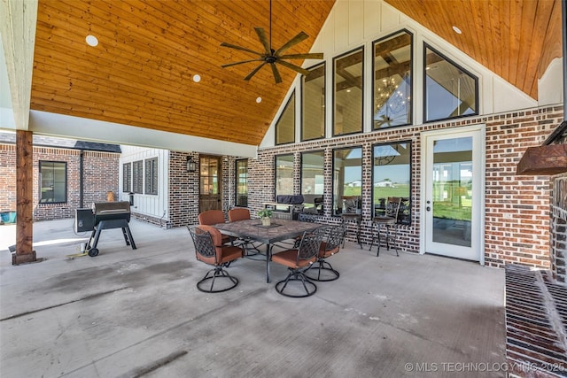 5393 W 184th St S, Mounds, OK 74047 - view of patio / terrace featuring outdoor dining space and a ceiling fan