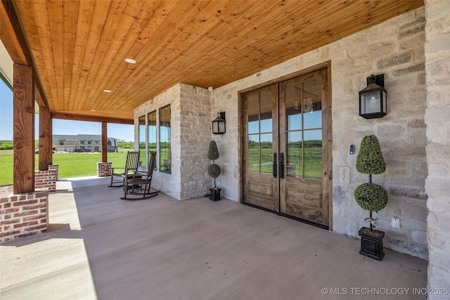 5393 W 184th St S, Mounds, OK 74047 - view of patio with a porch and french doors
