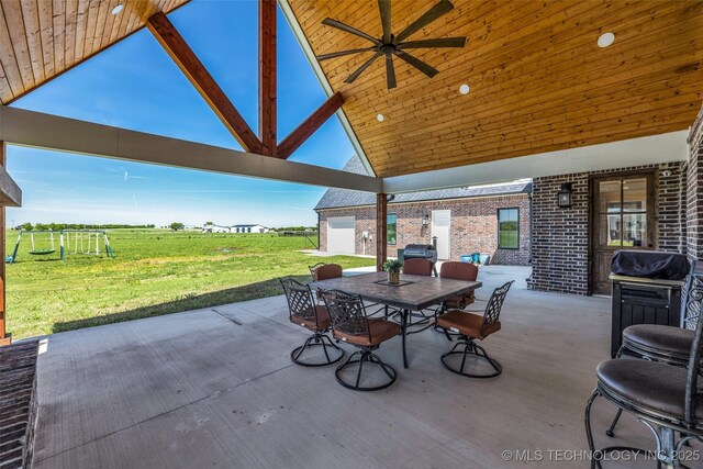 5393 W 184th St S, Mounds, OK 74047 - view of patio / terrace with outdoor dining space and ceiling fan