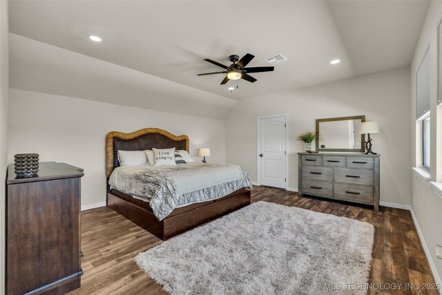 5393 W 184th St S, Mounds, OK 74047 - bedroom with recessed lighting, wood finished floors, baseboards, visible vents, and a ceiling fan