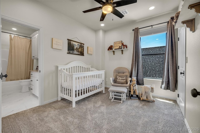 5393 W 184th St S, Mounds, OK 74047 - bedroom featuring visible vents, recessed lighting, baseboards, and a crib