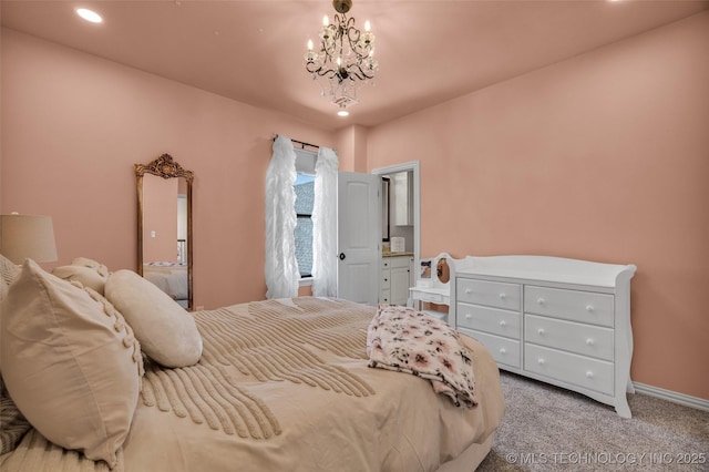 5393 W 184th St S, Mounds, OK 74047 - carpeted bedroom featuring recessed lighting and an inviting chandelier