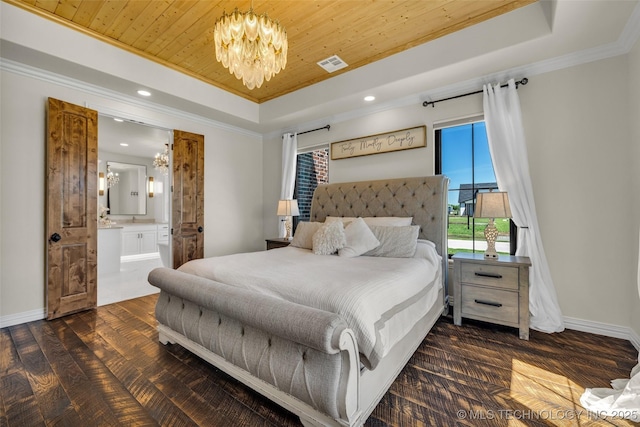 5393 W 184th St S, Mounds, OK 74047 - bedroom featuring recessed lighting, visible vents, a notable chandelier, and a tray ceiling