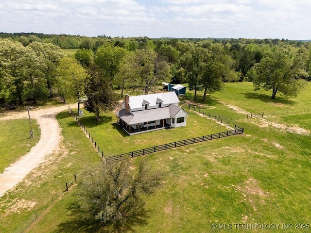 bird's eye view with a rural view