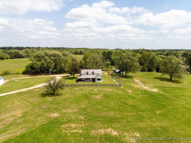 bird's eye view featuring a rural view